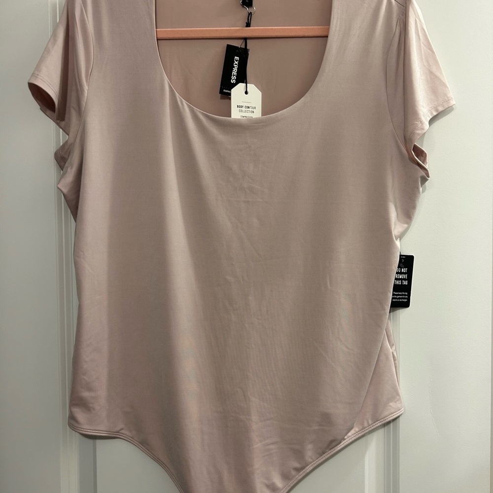 Express Pink Fitted Short Sleeve Bodysuit